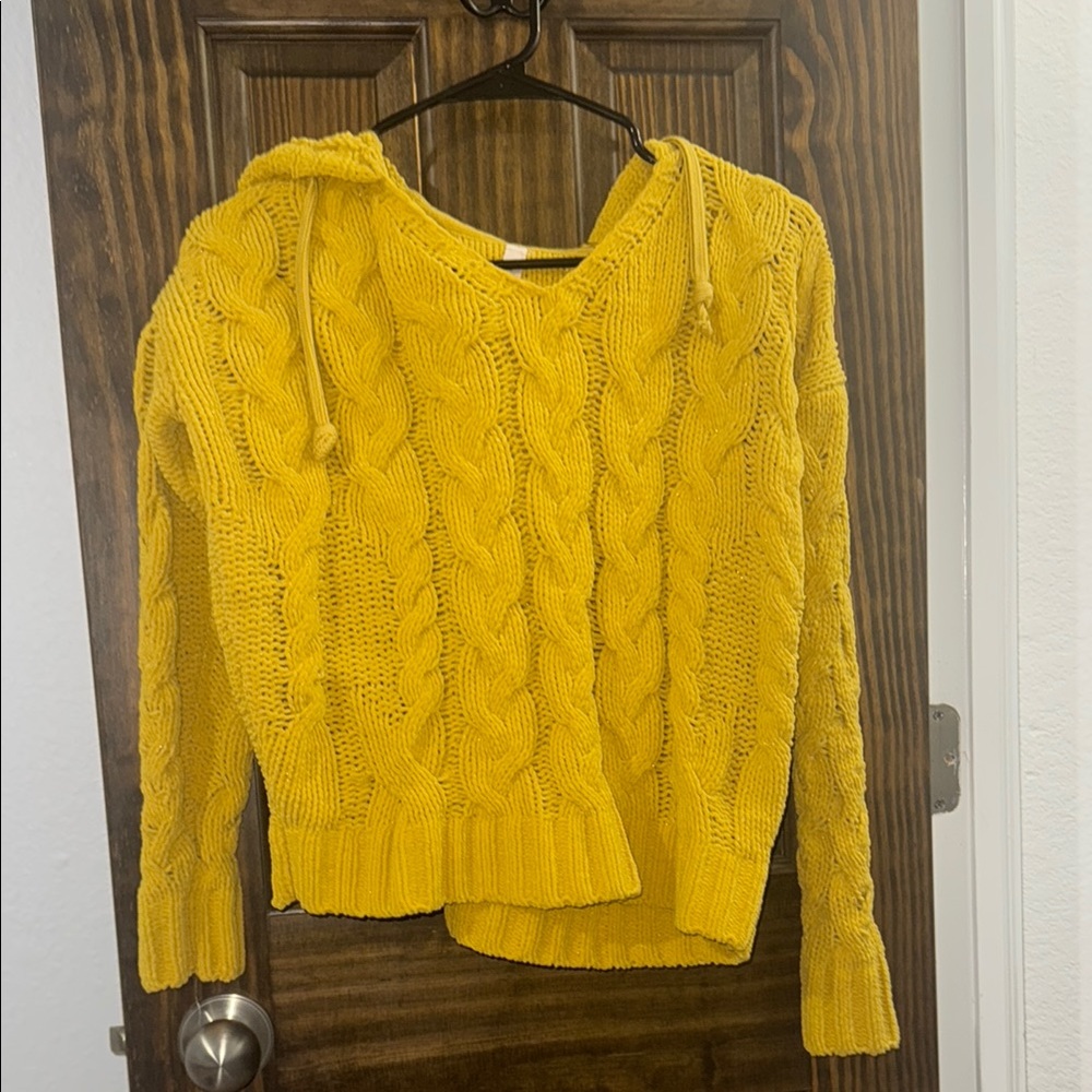 Yellow Cable Knit Women's Sweater